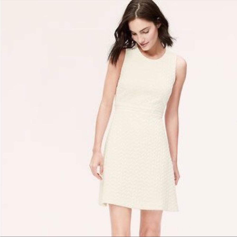 Ann Taylor LOFT | White Braided Jacquard Flare
Dress